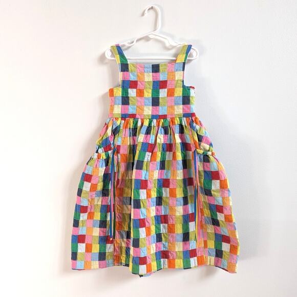 Vtg Chocolate Soup Dress Girls Sz 5 Rainbow Patchwork Sundress - Picture 1 of 5